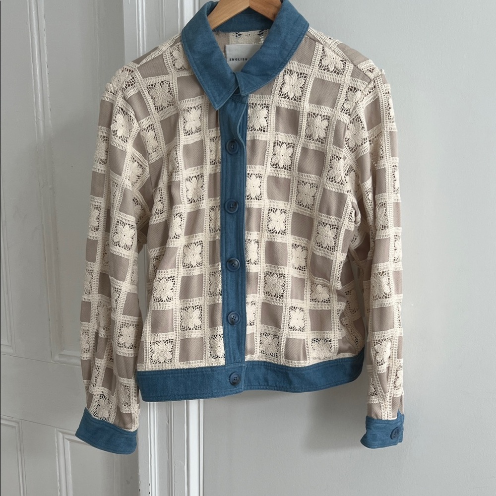 English Factory Blue and Cream Checkered Jacket